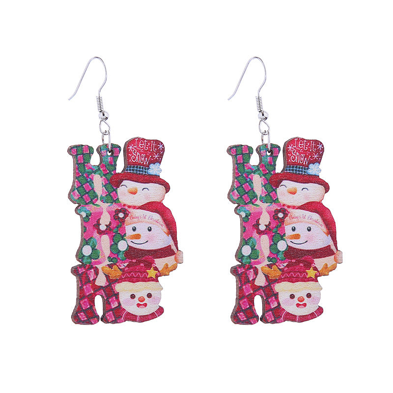 Wholesale Christmas Santa Claus Cow Snowman Western Vintage Cowboy Hat Earrings